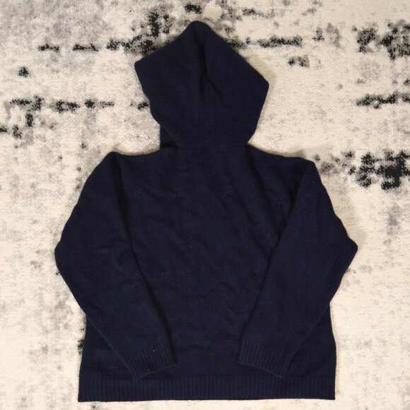 Rare Polo Ralph Lauren Navy Merino Wool Hoodie - Picture 2 of 5